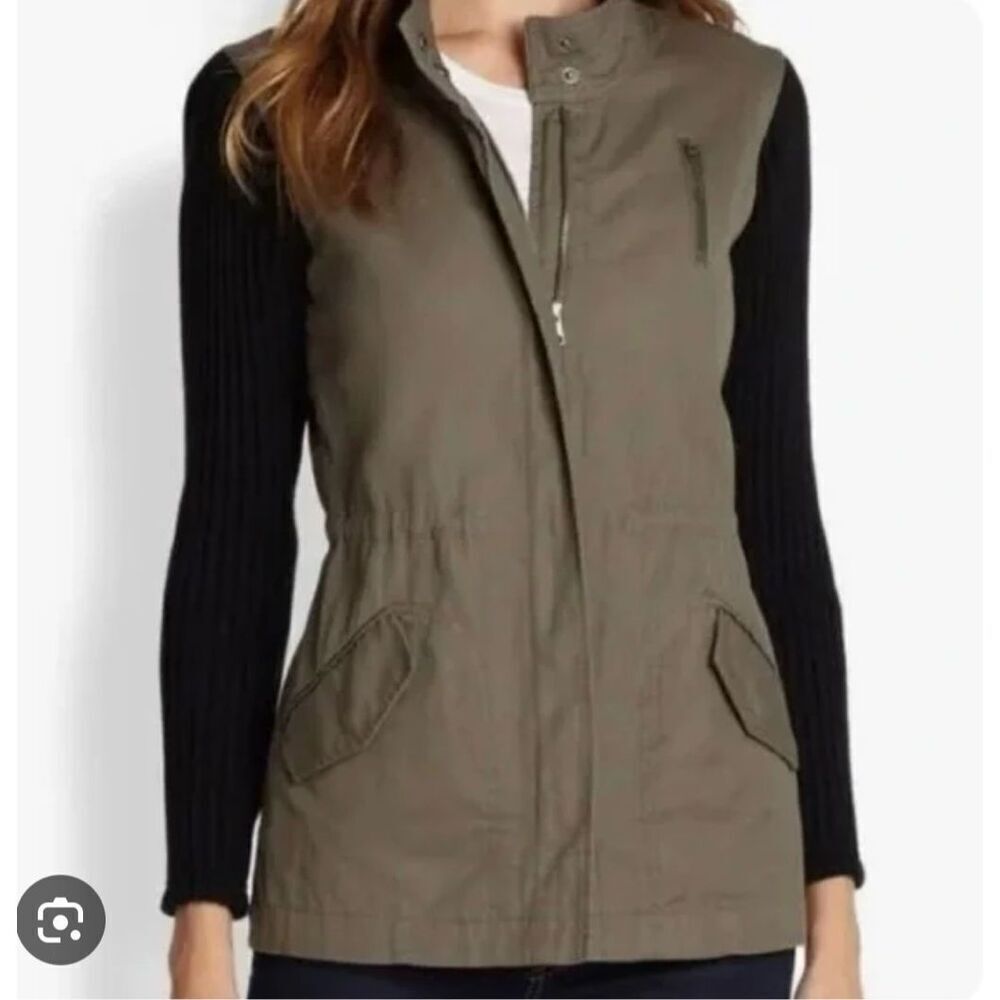 Splendid olive cotton mixedโmedia utility jacket size small